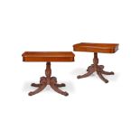 A pair of George IV Irish mahogany carved card tables