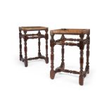 A pair of European oak stools, early 18th century