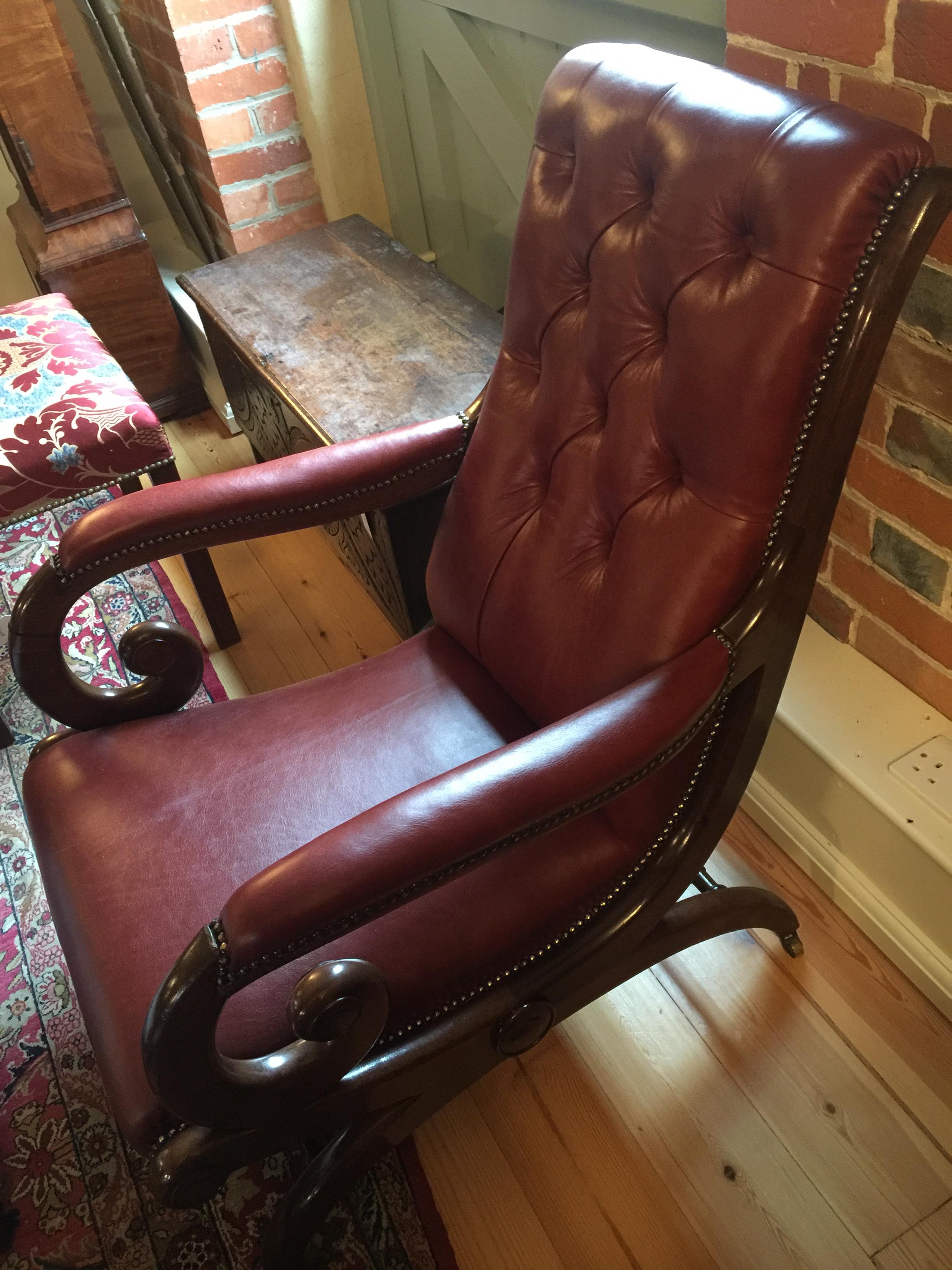 A matched pair of Regency mahogany library open armchairs - Image 7 of 12