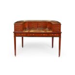 A good mid Victorian satinwood Carlton House desk attributed to Gillows