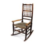 An ash spindle-back rocking chair, Lancashire, mid 19th century