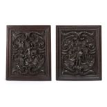 A pair of Dutch carved oak panels, 17th century
