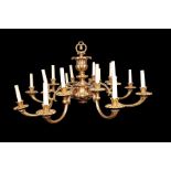 A late 19th French century gilt bronze sixteen-light chandelier