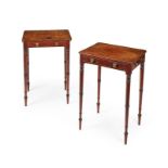 A pair of Regency mahogany and ebonised occasional tables