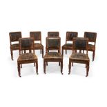 A set of eight Victorian oak carved dining chairs by Lamb of Manchester