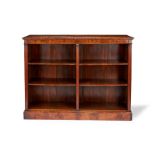 A Victorian burr walnut low open bookcase