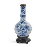 A 19th century blue and white porcelain onion pattern lamp base