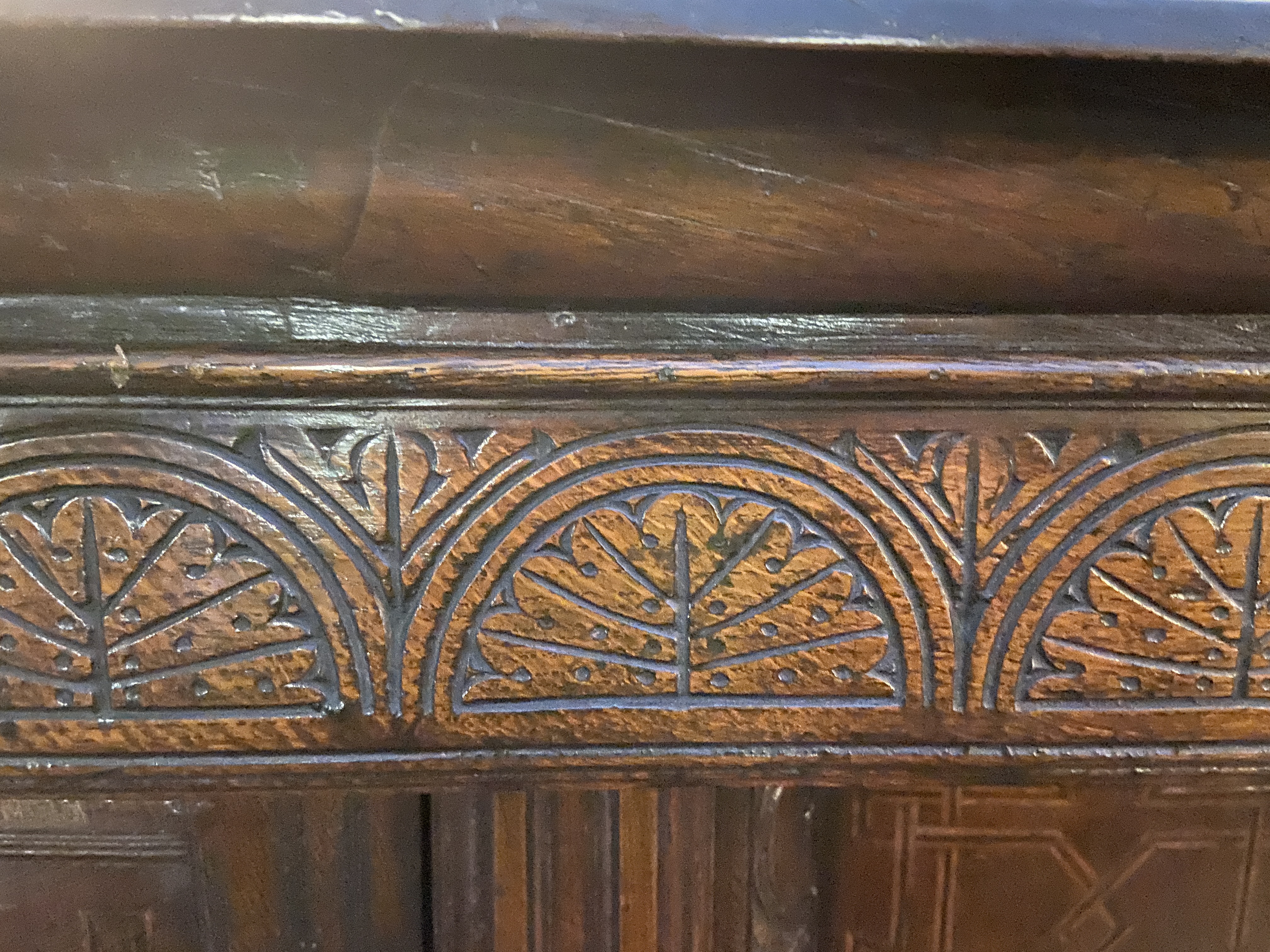 A Charles I carved oak press cupboard - Image 8 of 12