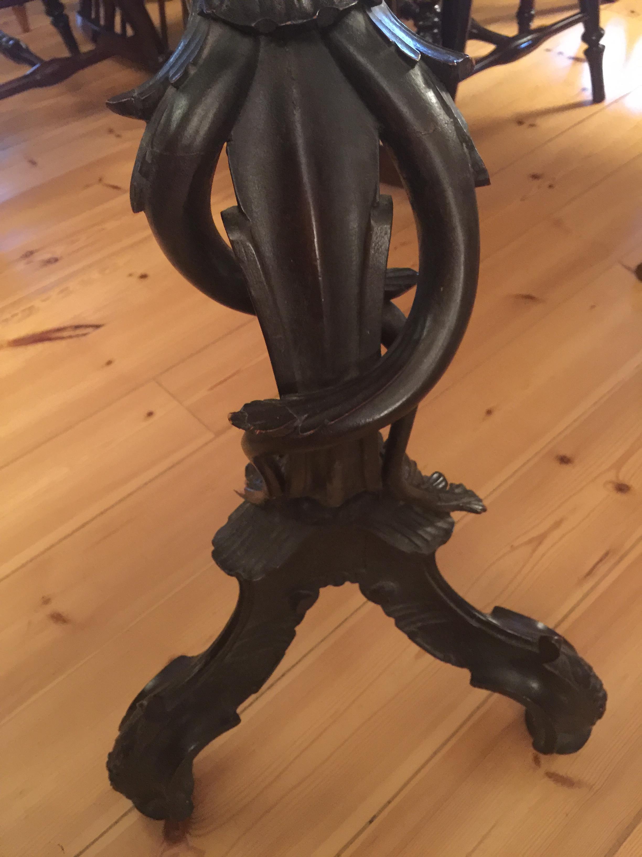 A late 19th century Italian walnut figural tripod candlestand - Image 6 of 11