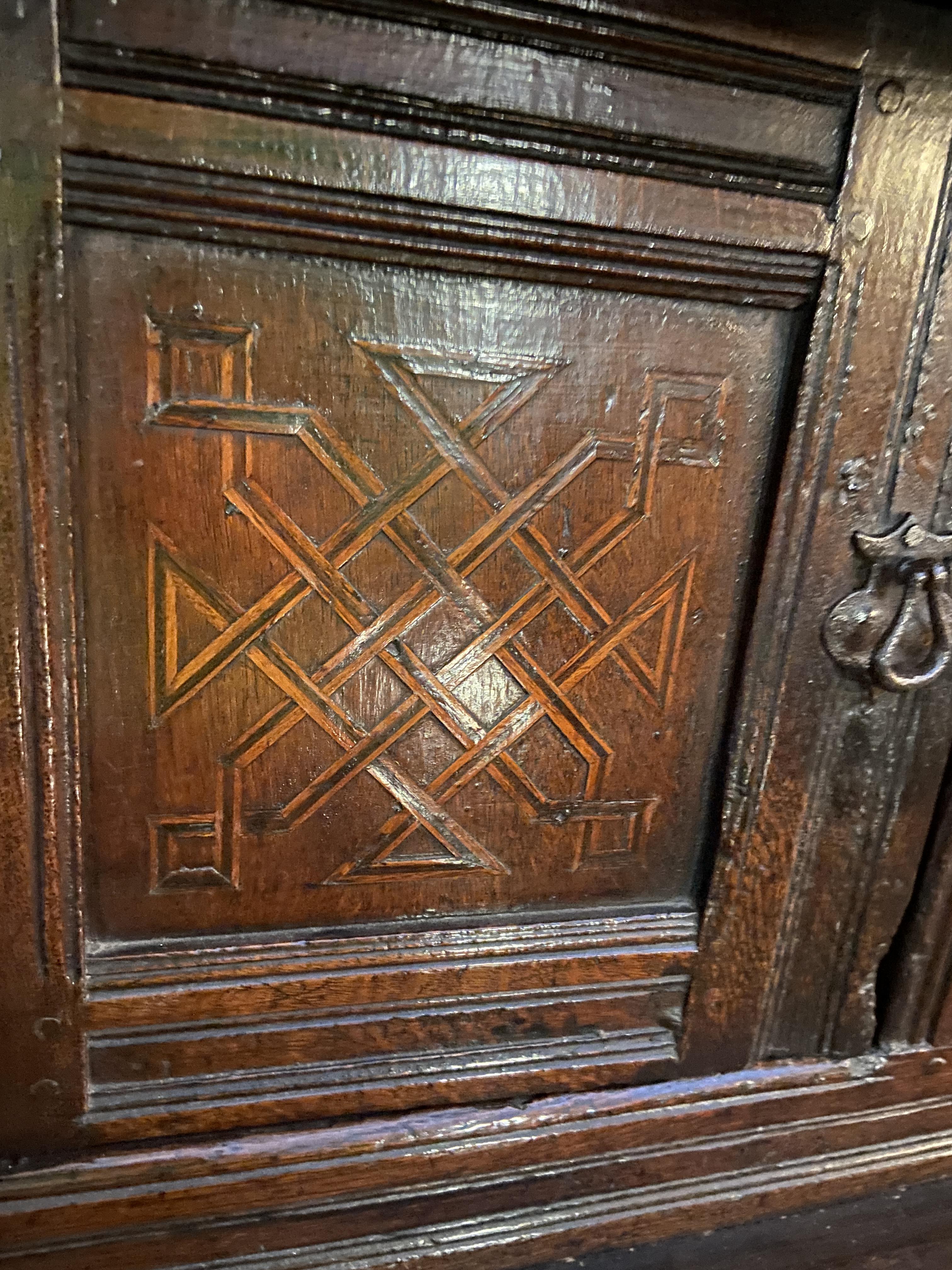 A Charles I carved oak press cupboard - Image 7 of 12