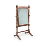 A Regency mahogany half length cheval mirror