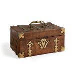 A 19th century burr walnut and brass mounted box