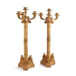 A pair of Louis Philippe ormolu four-light candelabra attributed to Thomire