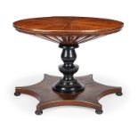 An early 19th century Russian Empire mahogany and brass inlaid centre table