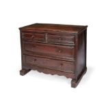 A William and Mary oak chest of drawers