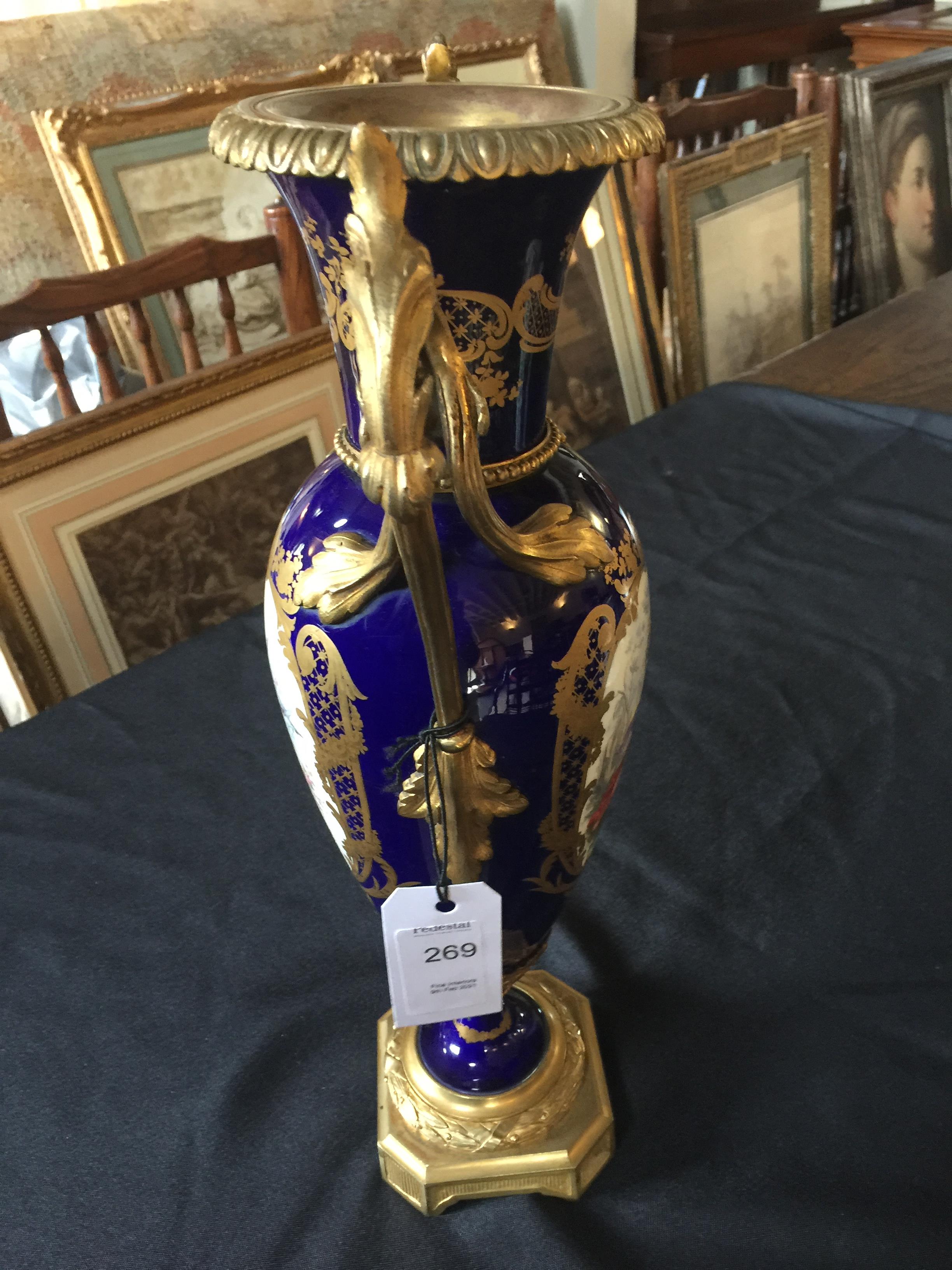 A 19th century Sèvres style blue and gilt painted twin-handled vase - Image 11 of 11