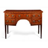A small late George III mahogany and sycamore marquetry sideboard