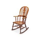 A Victorian ash and elm Windsor rocking chair, Yorkshire