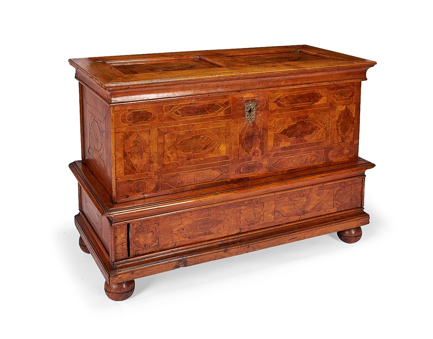 A South German walnut chest, mid 18th century