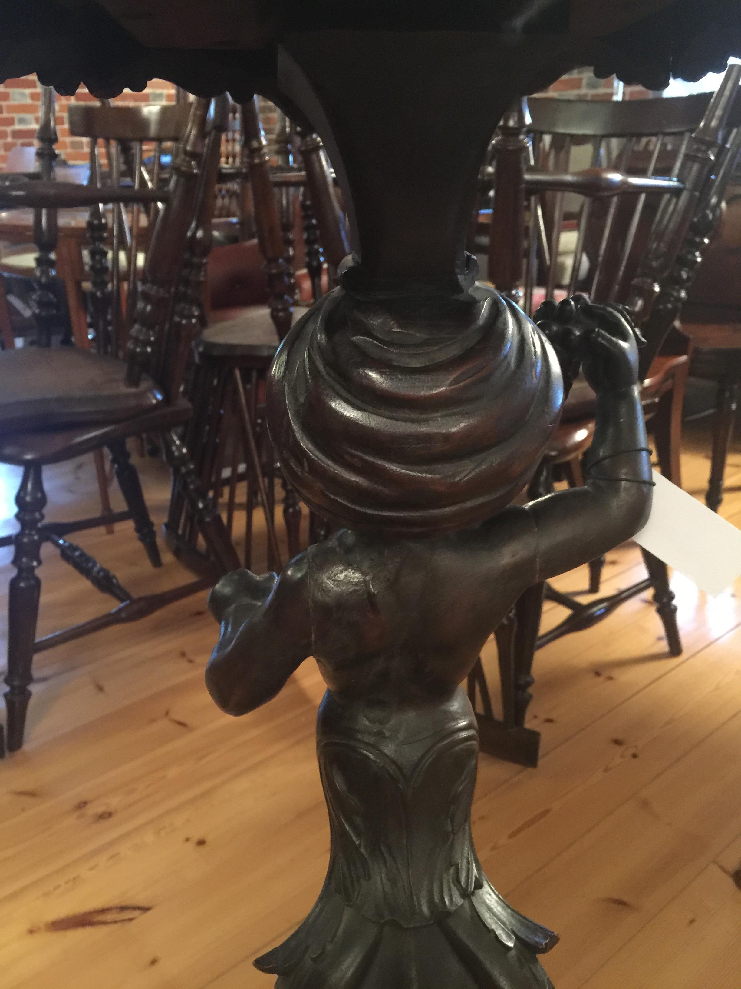 A late 19th century Italian walnut figural tripod candlestand - Image 5 of 11