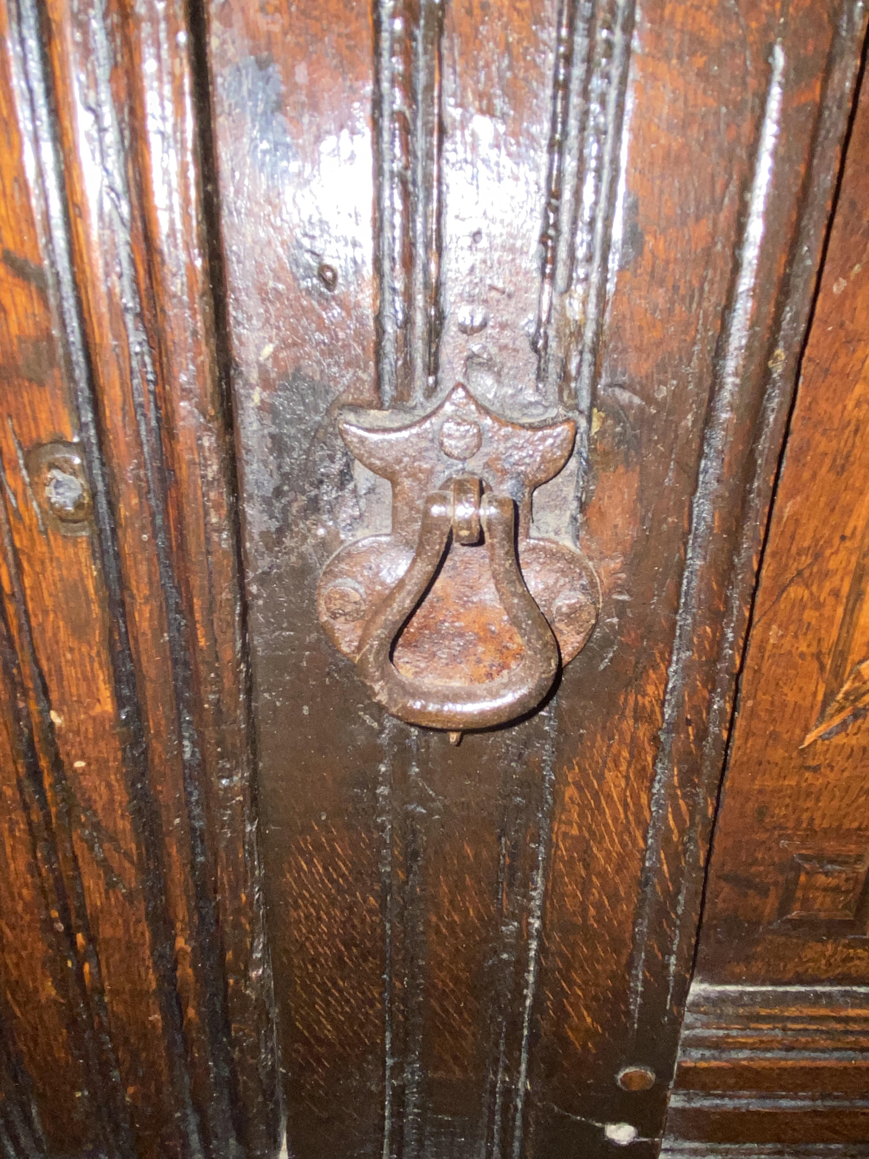 A Charles I carved oak press cupboard - Image 12 of 12