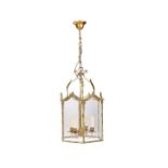 A modern gilt brass and glass 'Carolinian' four-light hall lantern by Christopher Hyde