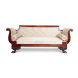 A 19th century American Federal period carved mahogany sofa