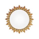 A 1950's Spanish circular gilt metal mirror