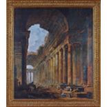 A pair of gilt framed Hubert Robert prints and a Bartalozzi engraving