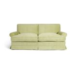 A mid 20th century pale green two seater-settee in the manner of Howard & Sons Ltd