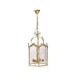 A modern gilt brass and glass 'Carolinian' hall lantern by Christopher Hyde