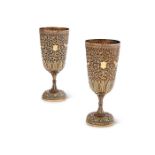A fine pair of Indian silver goblets, maker’s mark V.K, attributed by Wilkinson to Cutch