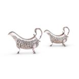 A pair of George III Irish silver sauceboats by Matthew West, Dublin, 1788