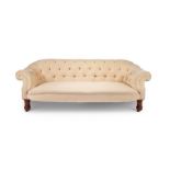 A Victorian Gothic oak button back 'chesterfield' sofa