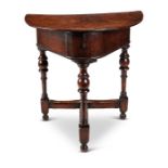 A Queen Anne oak half-round table