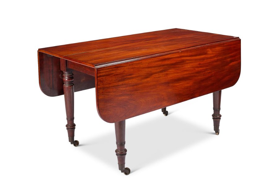 A George IV mahogany drop-flap extending dining table by A Solomon - Image 2 of 2