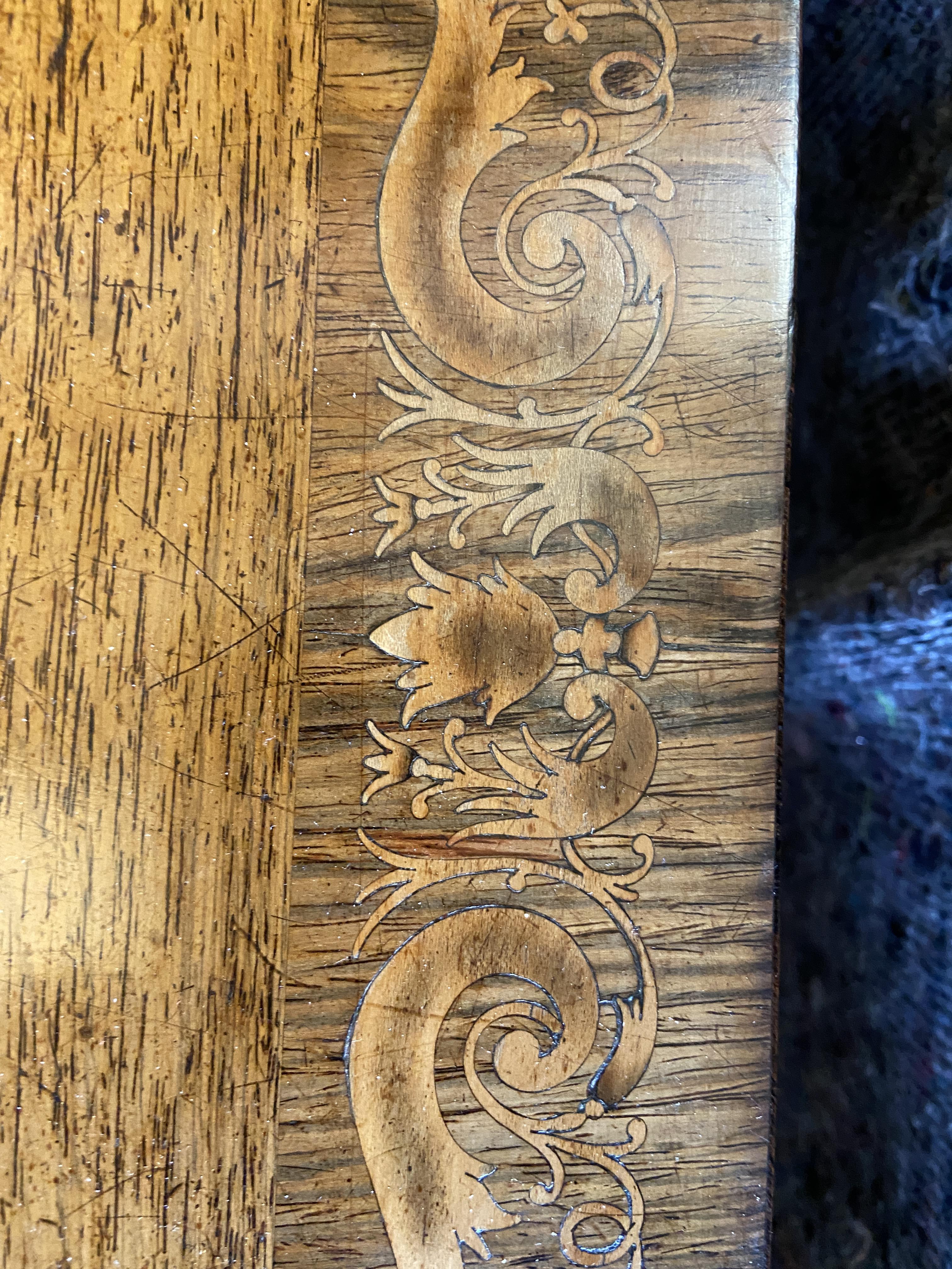 A Regency rosewood and sycamore marquetry tea table - Image 2 of 8