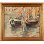 Mihali Erdelyi (Hungarian 1894-1972) Fishing Boats at Chioggia, Venice
