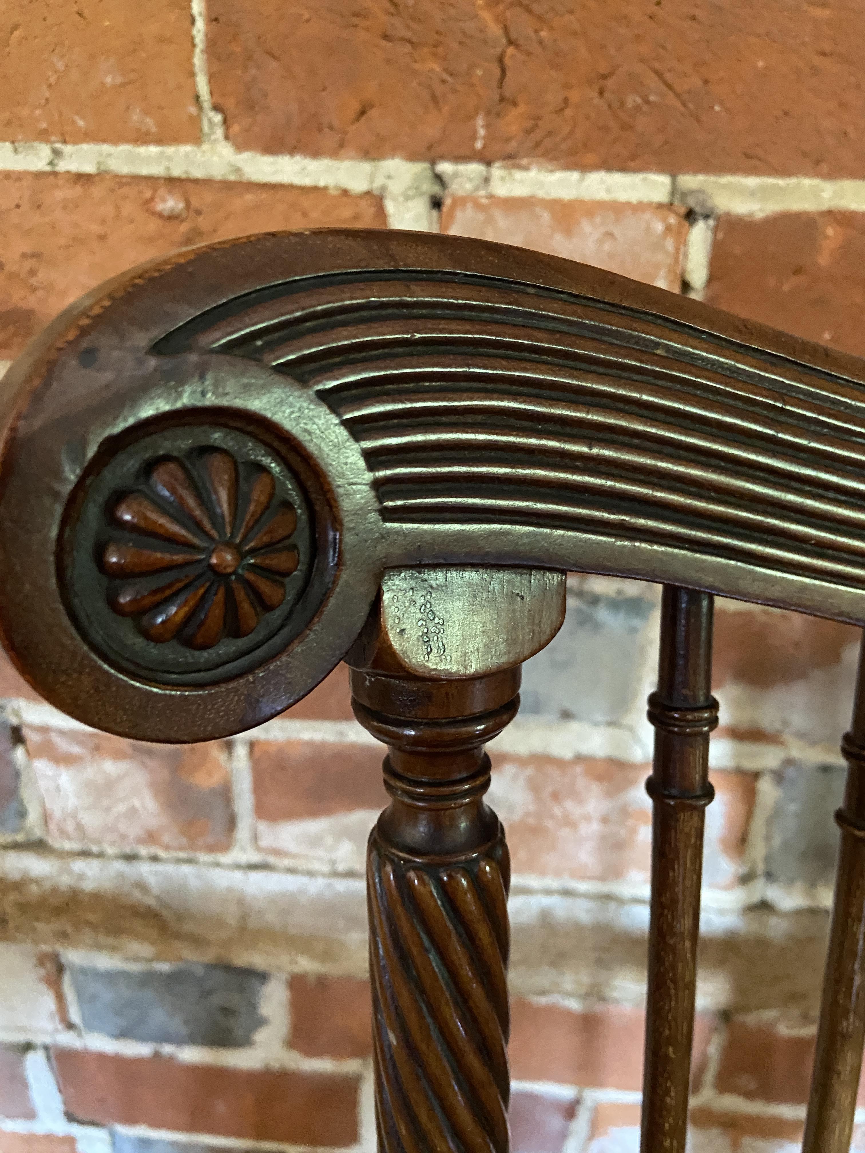 A pair of Victorian mahogany Windsor open armchairs attributed to William Birch - Image 4 of 14