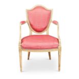A George III cream painted open armchair