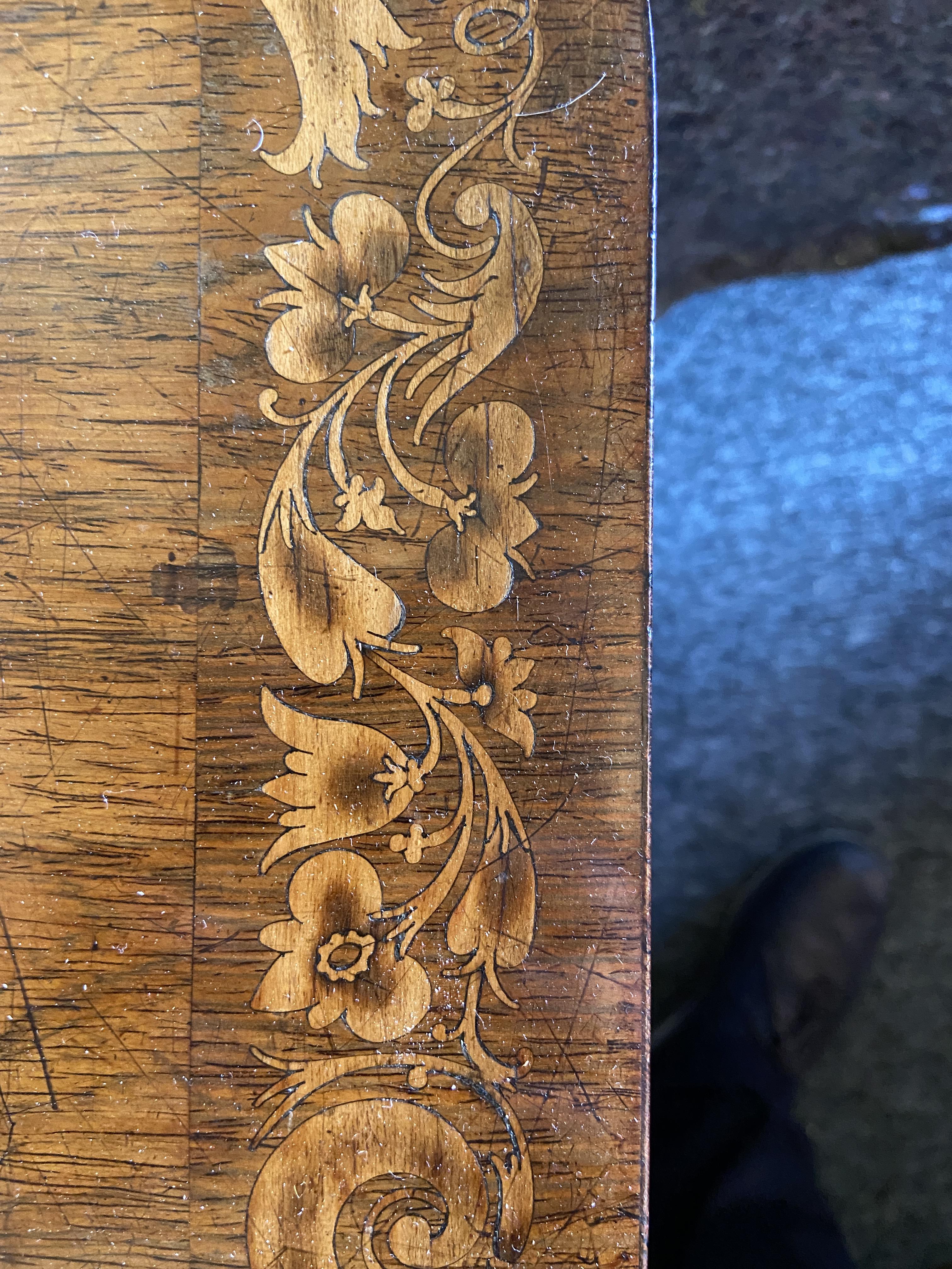 A Regency rosewood and sycamore marquetry tea table