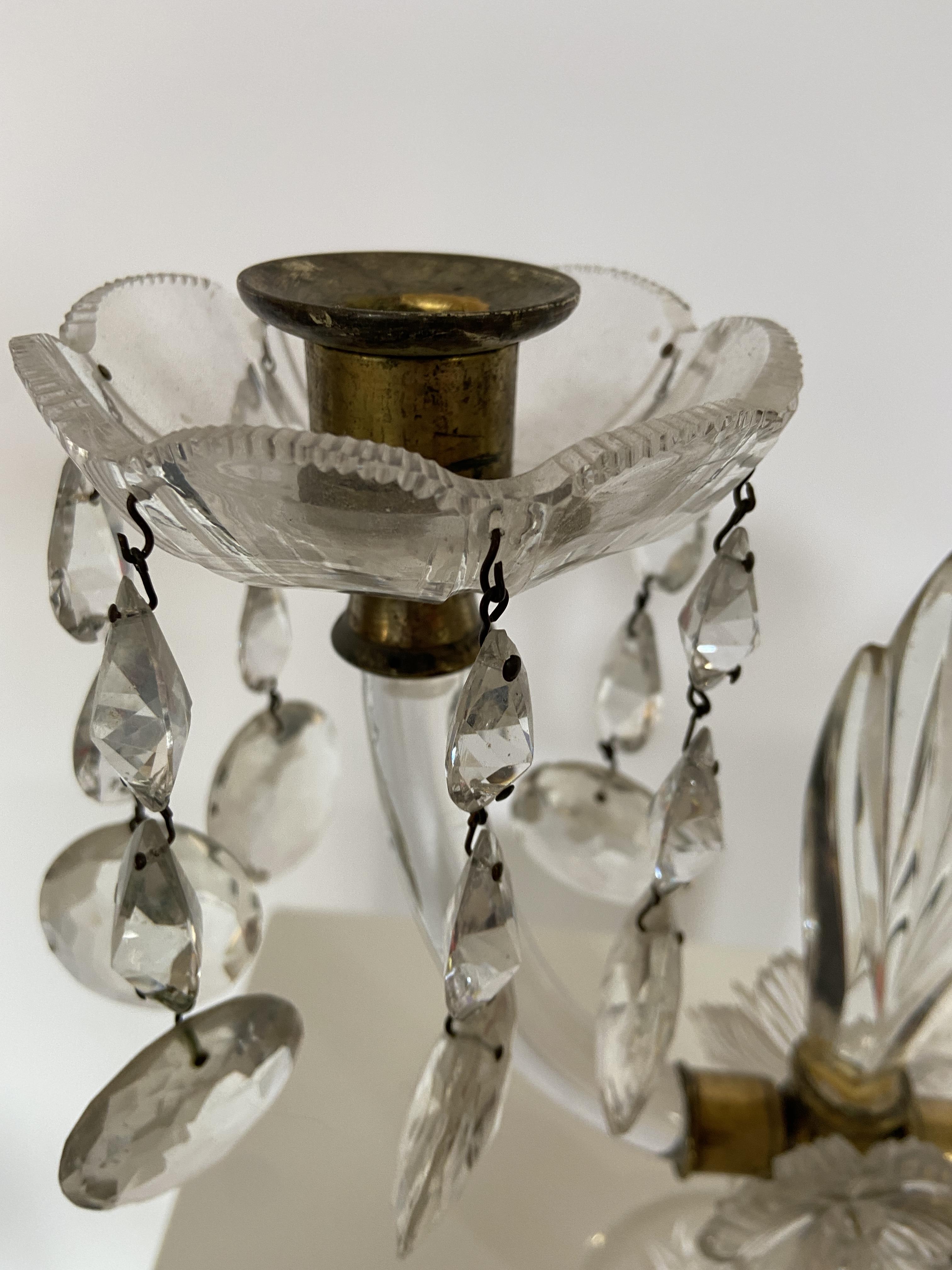 A pair of George IV cut-glass lustre twin-light candelabra - Image 4 of 6