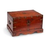 A 19th century Chinese teak and brass bound box