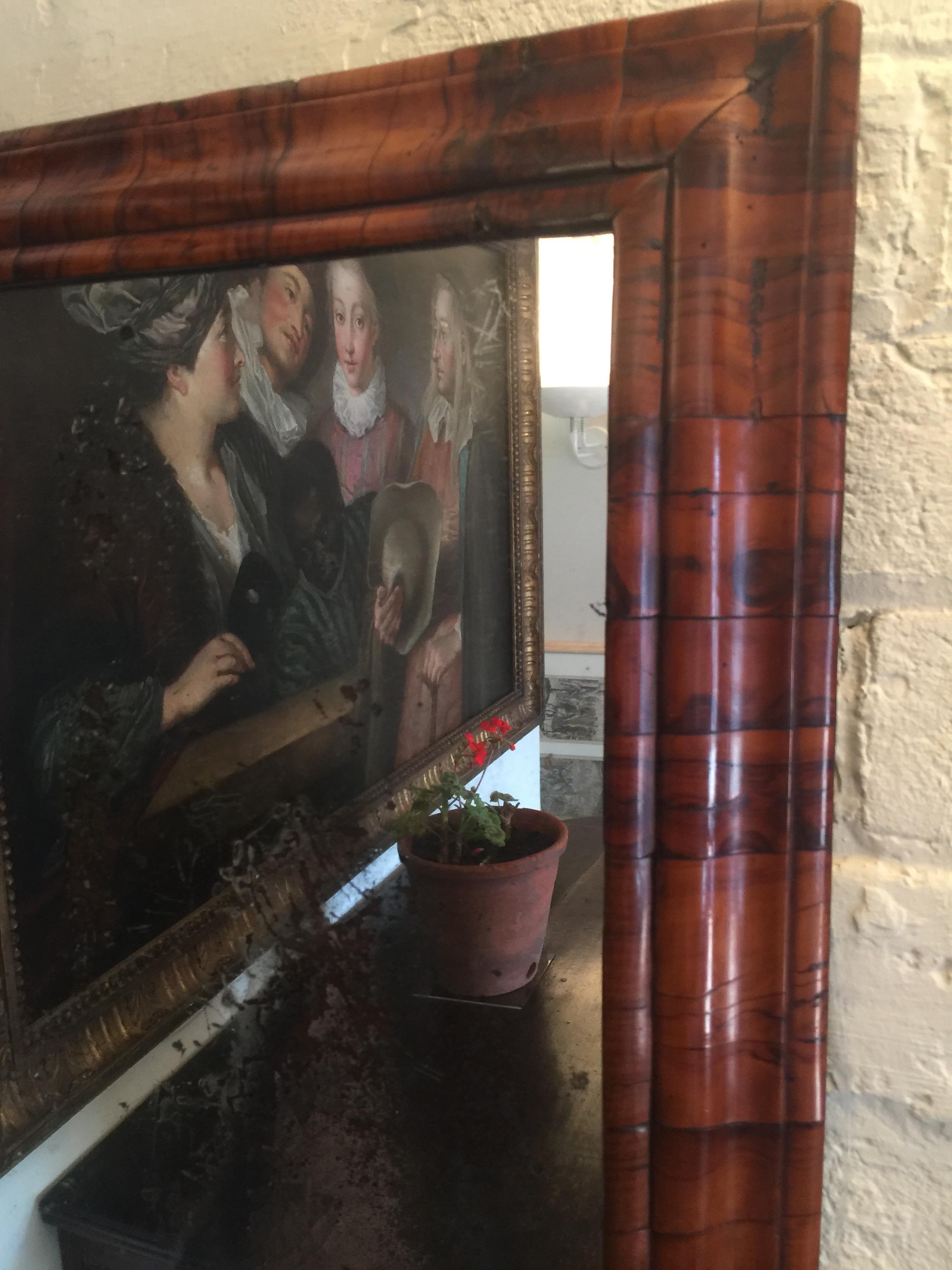 A William and Mary yew wood cushion frame mirror - Image 2 of 15