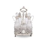 A Victorian silver five-bottle cruet by E. & J. Barnard, London, 1864