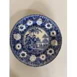 A group of eight 19th century blue and white transfer printed plates by Spode and Rogers