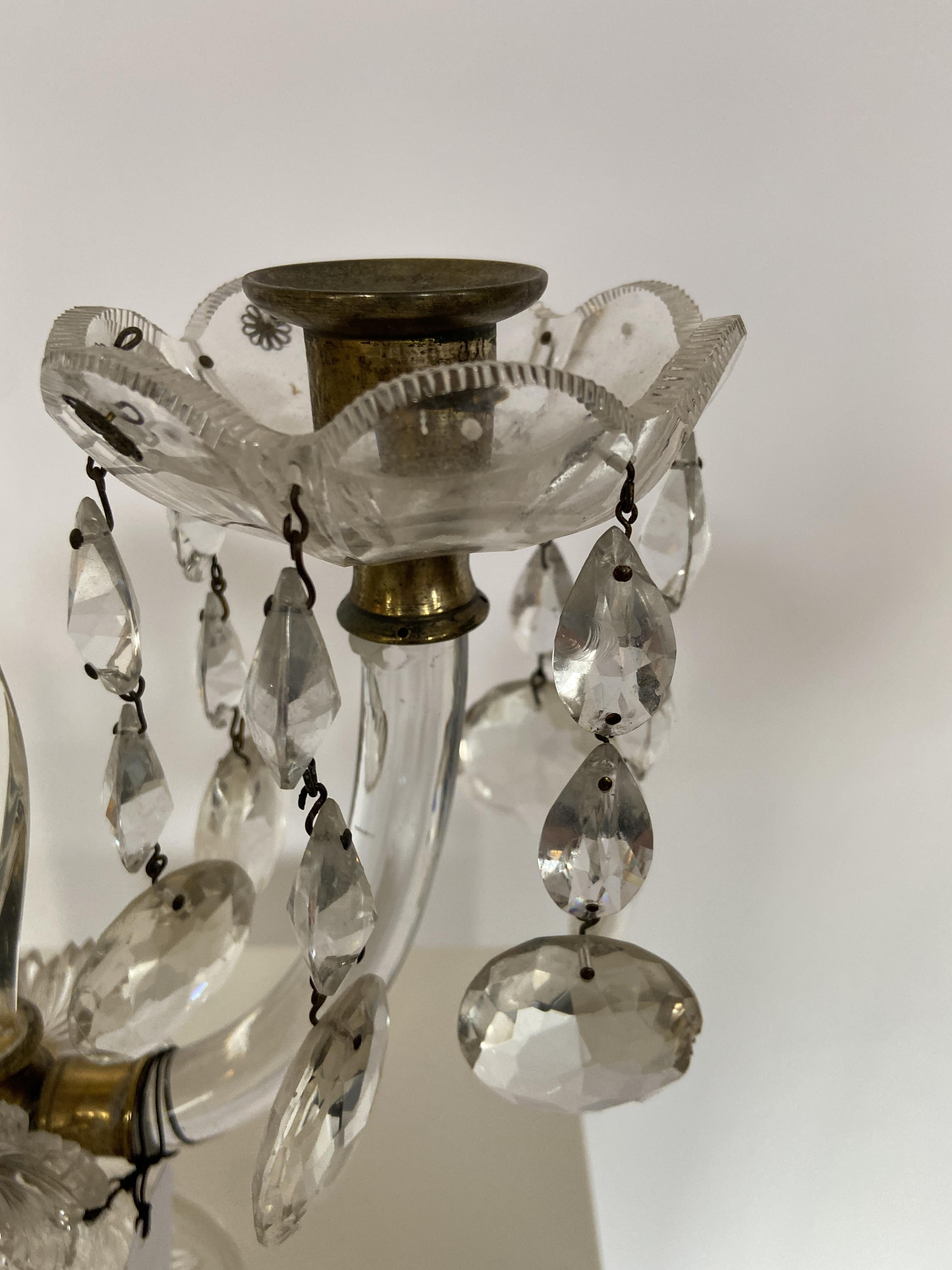 A pair of George IV cut-glass lustre twin-light candelabra - Image 5 of 6