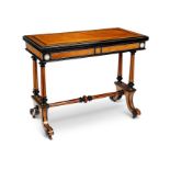 A fine Victorian satinwood, ebony and amboyna card table