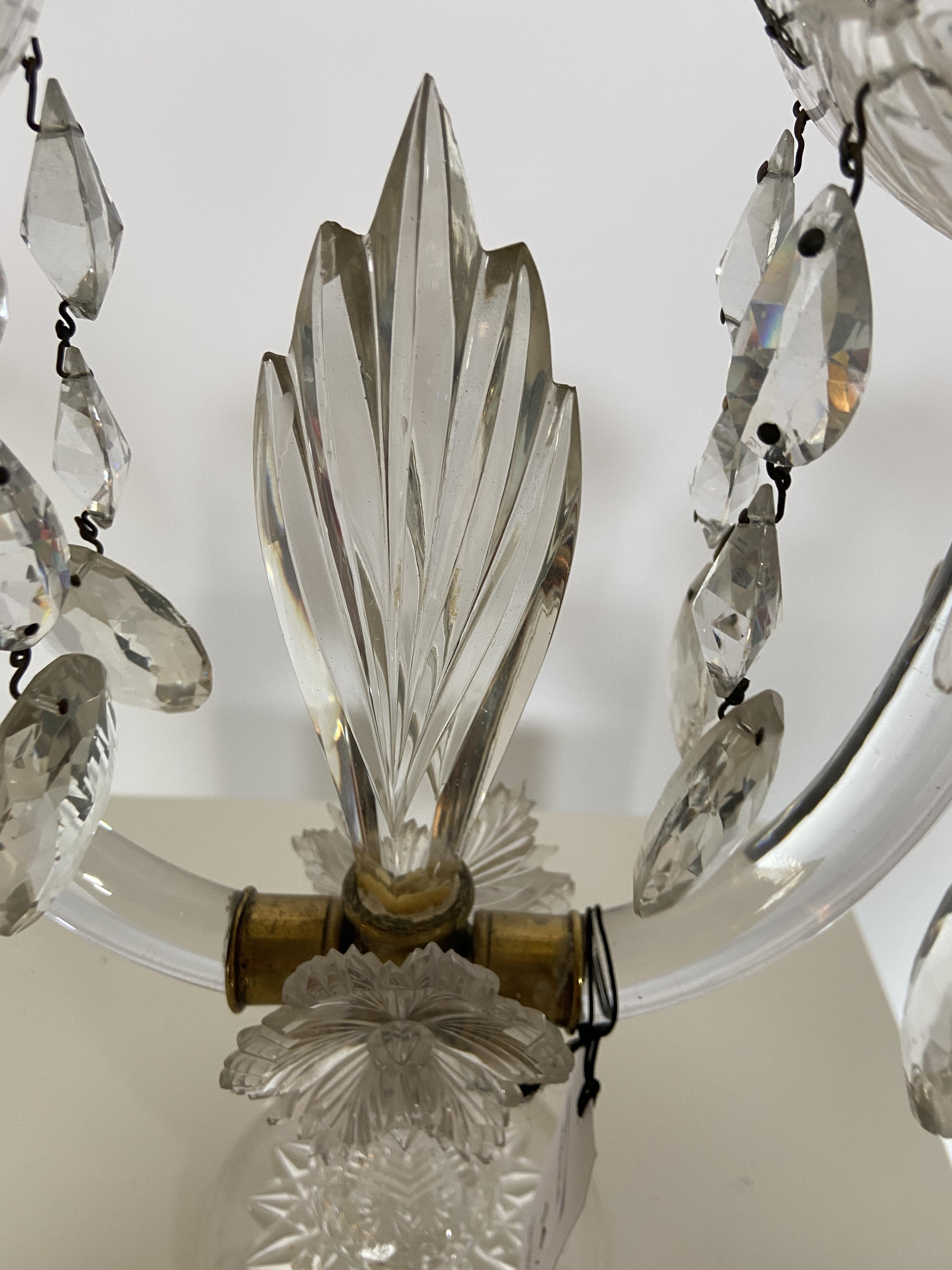 A pair of George IV cut-glass lustre twin-light candelabra - Image 3 of 6