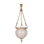 A 19th century French pendant gilt-bronze hanging light